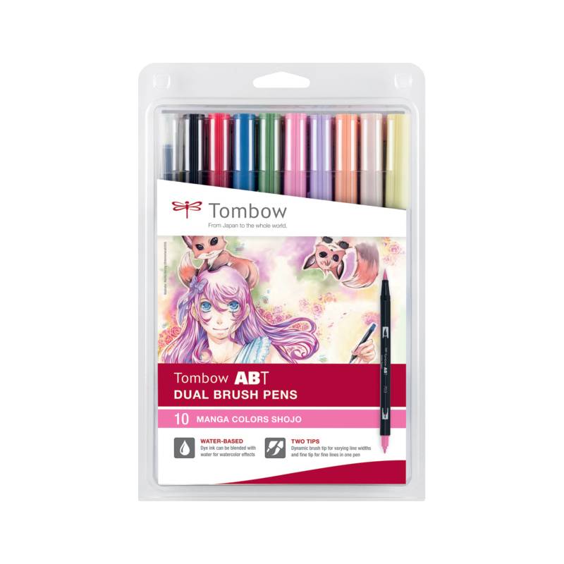 ABT-10C-MANGA2 - Fein / Mittel - 10 Farben - Schwarz - Blau - Grün - Grau - Oran-0