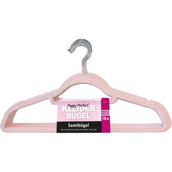 Peggy Perfect Kleiderbügel "Samtbügel" mit Steg, 18er Pack