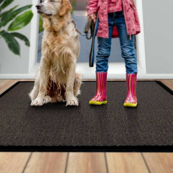 Furni24 Fußmatte - Beige-Schwarz, 90 x 150 cm