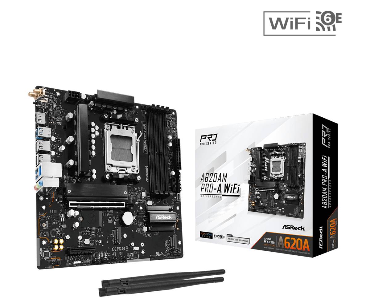 ASRock A620AM Pro-A WiFi AM5 mATX HDMI DDR5-0