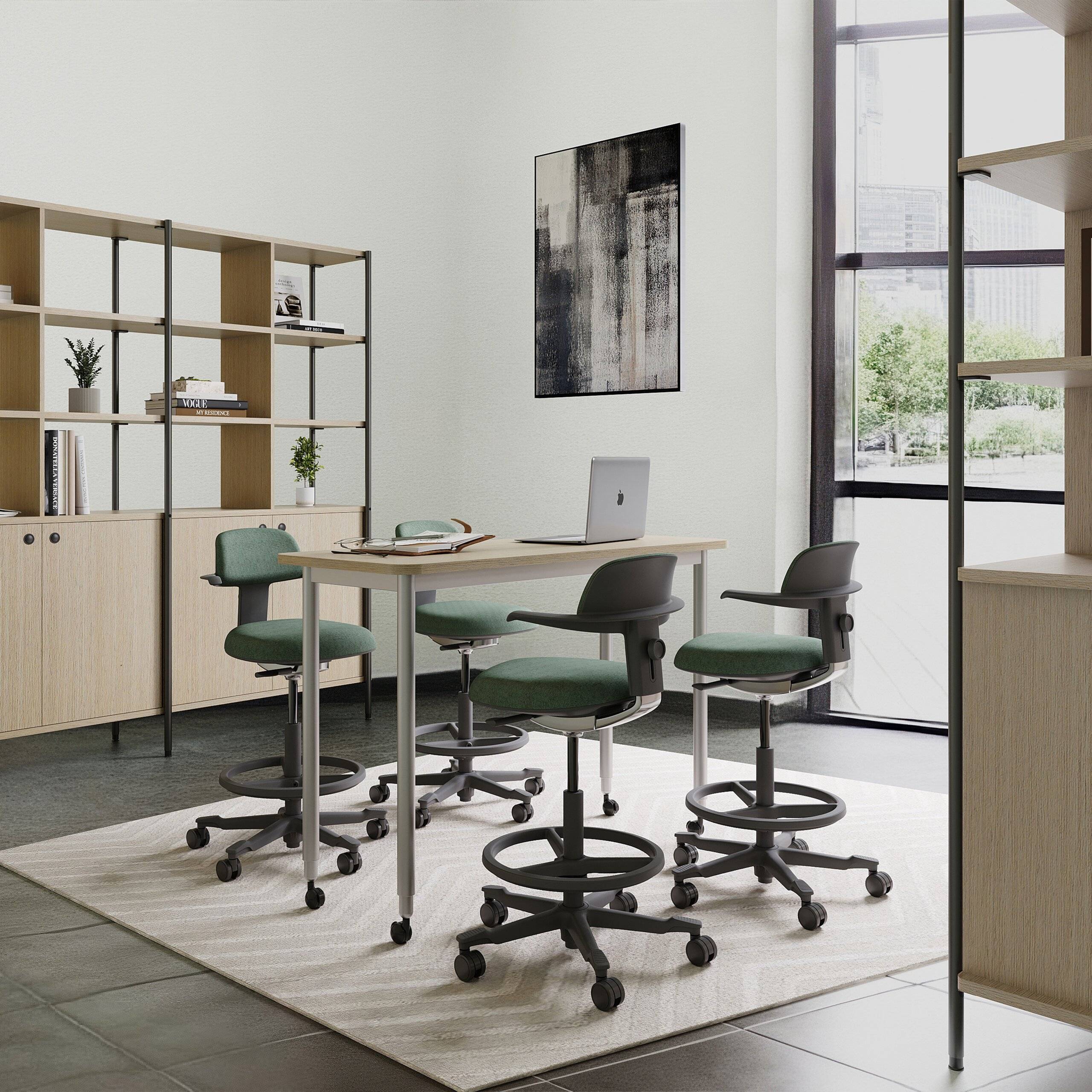 Arbeitsstuhl Counterstuhl TOP WORK 40 Sitz Stoff Rücken Stoff grün hjh OFFICE-3