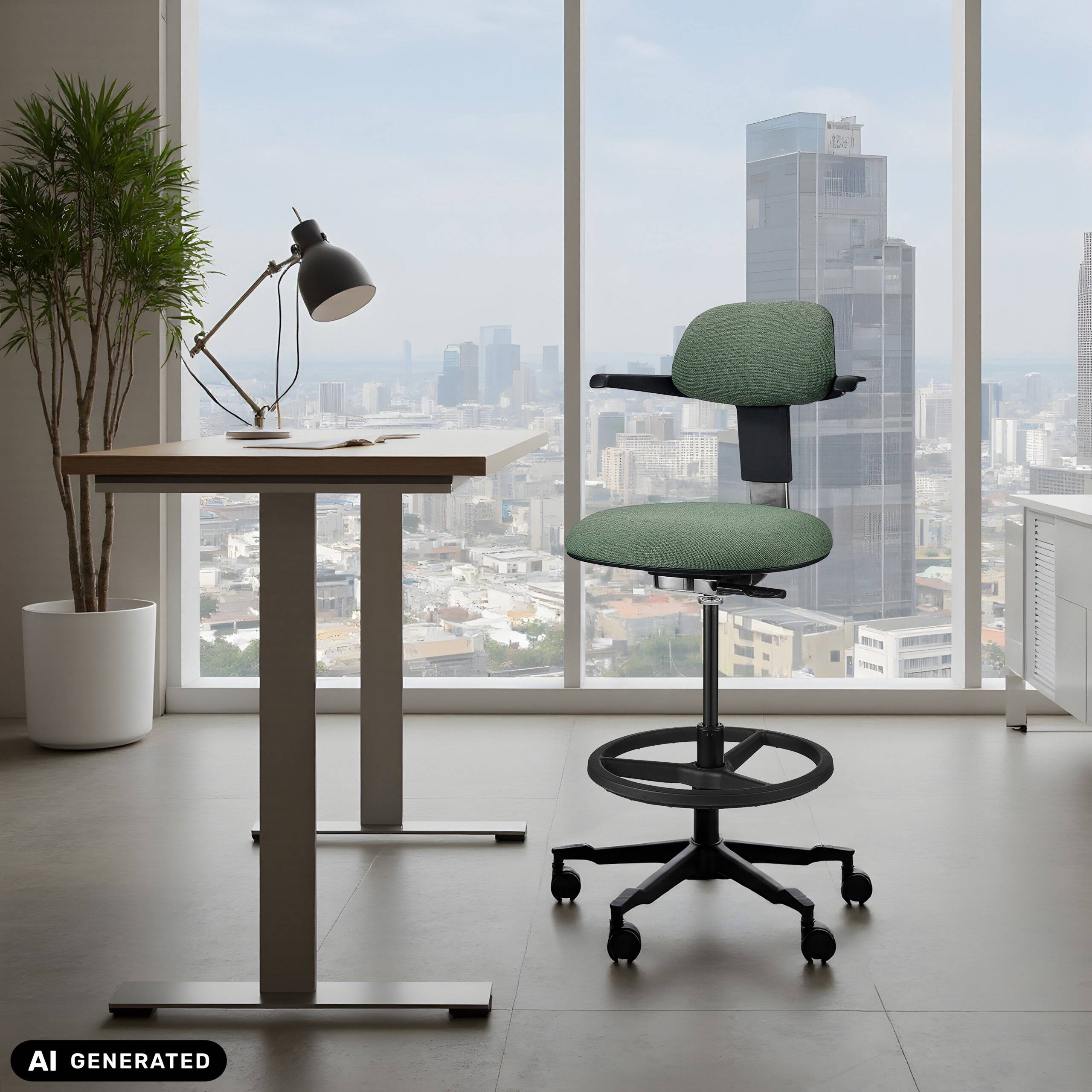 Arbeitsstuhl Counterstuhl TOP WORK 40 Sitz Stoff Rücken Stoff grün hjh OFFICE-4