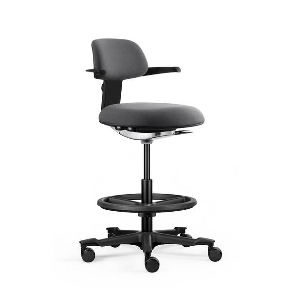 Arbeitsstuhl Counterstuhl TOP WORK 40 Sitz Stoff Rücken Stoff dunkelgrau hjh OFFICE