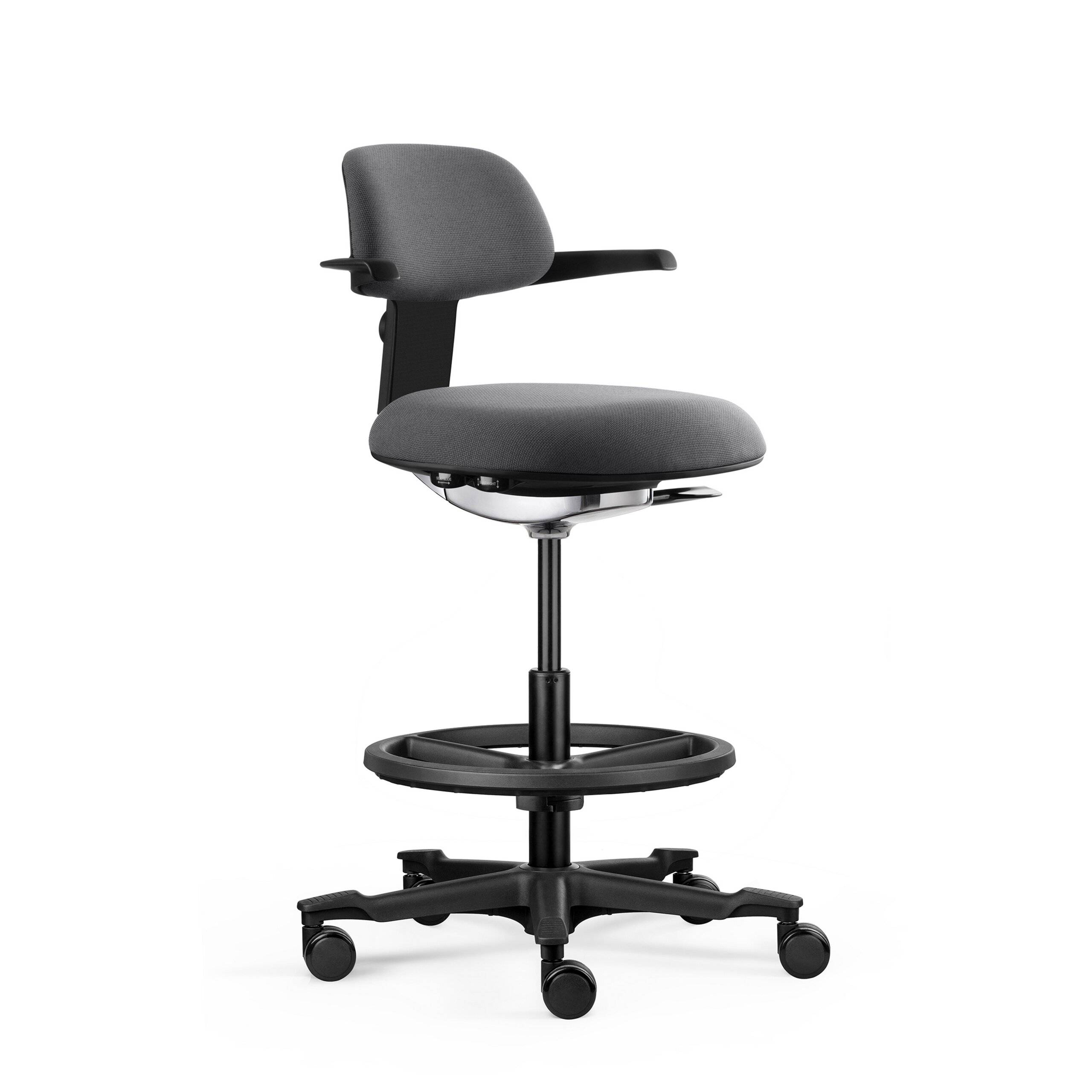 Arbeitsstuhl Counterstuhl TOP WORK 40 Sitz Stoff Rücken Stoff dunkelgrau hjh OFFICE-0