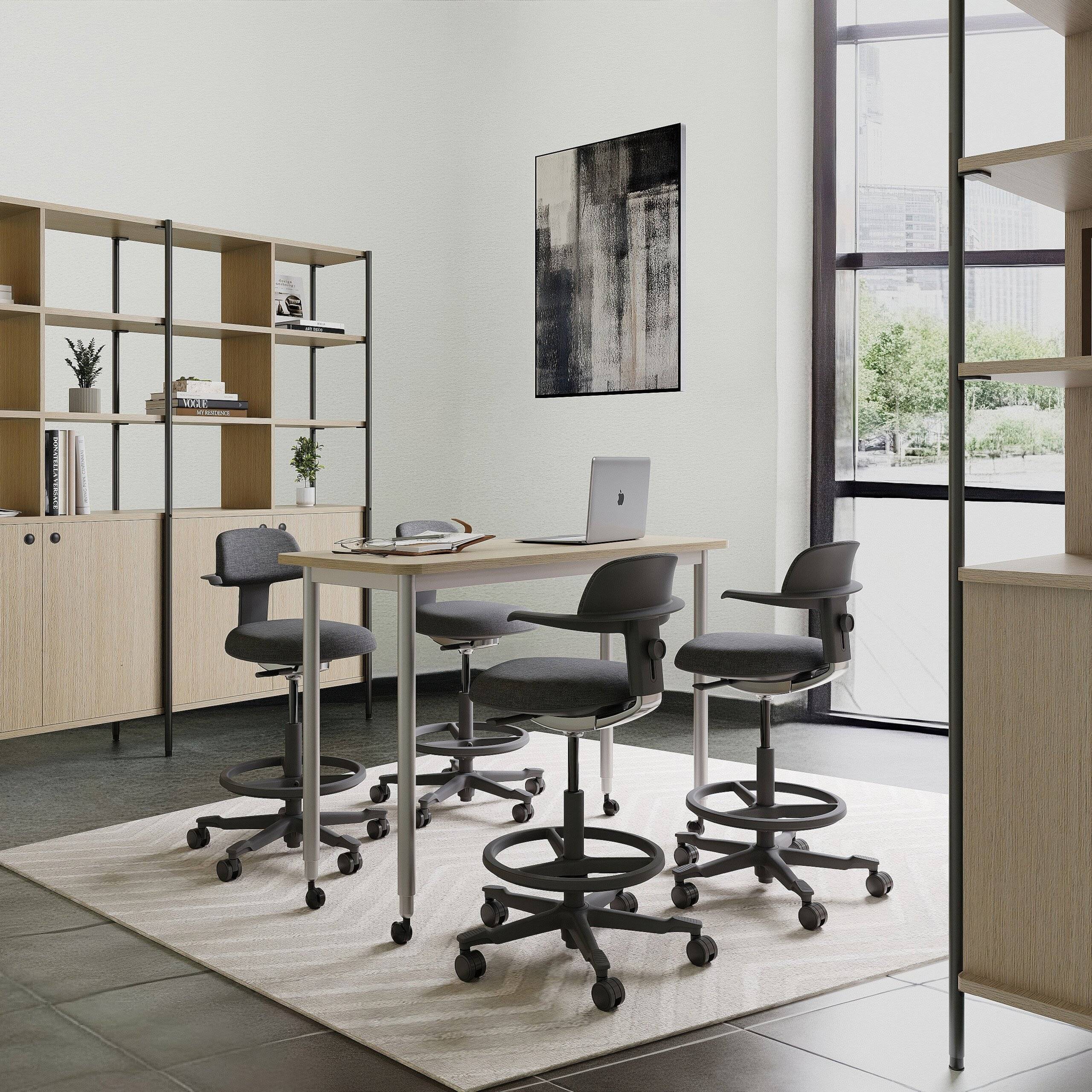 Arbeitsstuhl Counterstuhl TOP WORK 40 Sitz Stoff Rücken Stoff dunkelgrau hjh OFFICE-3