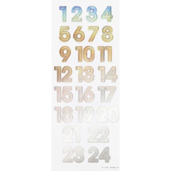 Folia Adventskalenderzahlen NUMBERS IRIDESCENT irisierend