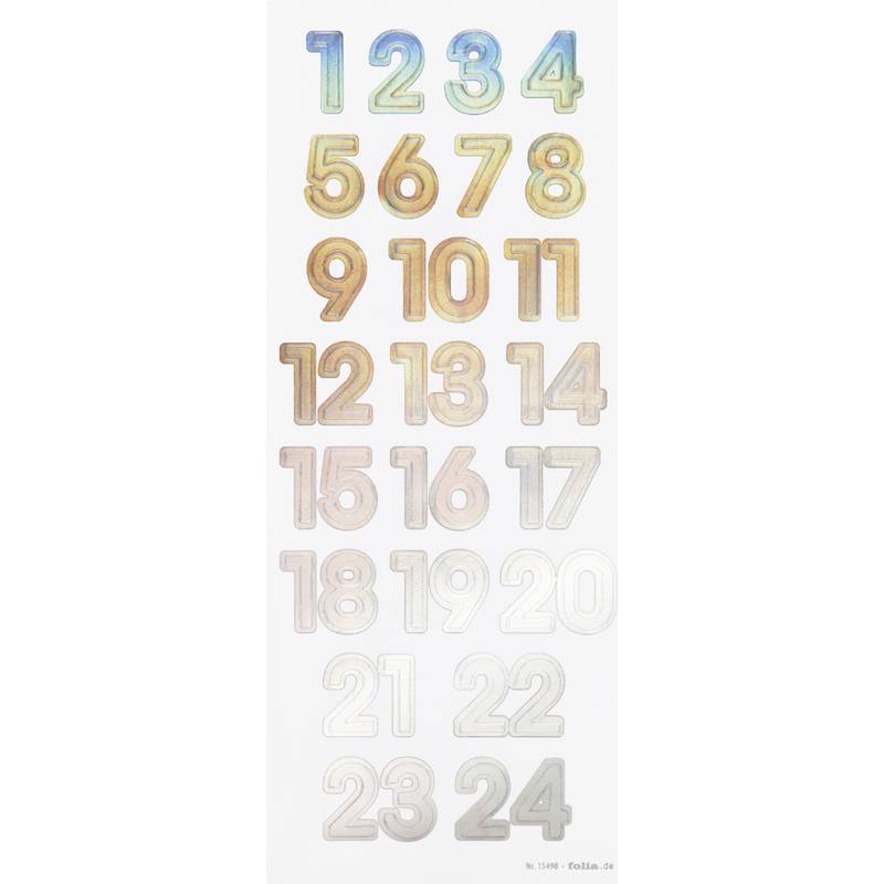 Folia Adventskalenderzahlen NUMBERS IRIDESCENT irisierend-0