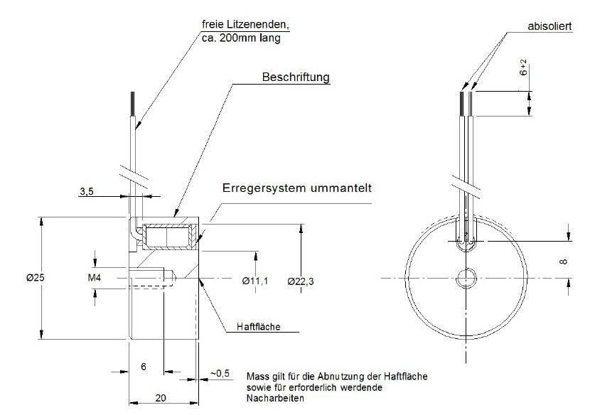 Kuhse Elektromagnet / Haftmagnet GTo 25.50 12V DC, Ø25 x 20mm, 126N, 3,2W-2