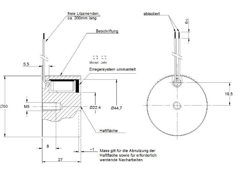 Kuhse Elektromagnet / Haftmagnet GTo 50.50 24V DC, Ø50 x 27mm, 675N, 6,5W-2