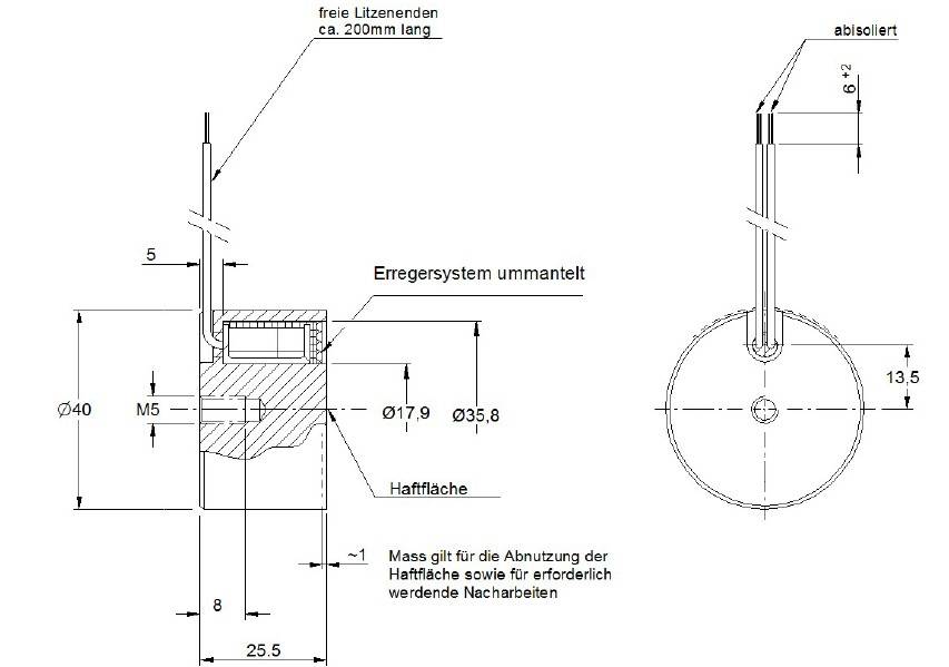 Kuhse Elektromagnet / Haftmagnet GTo 40.50 24V DC,Ø40 x 25,5mm, 428N, 5,2W-2