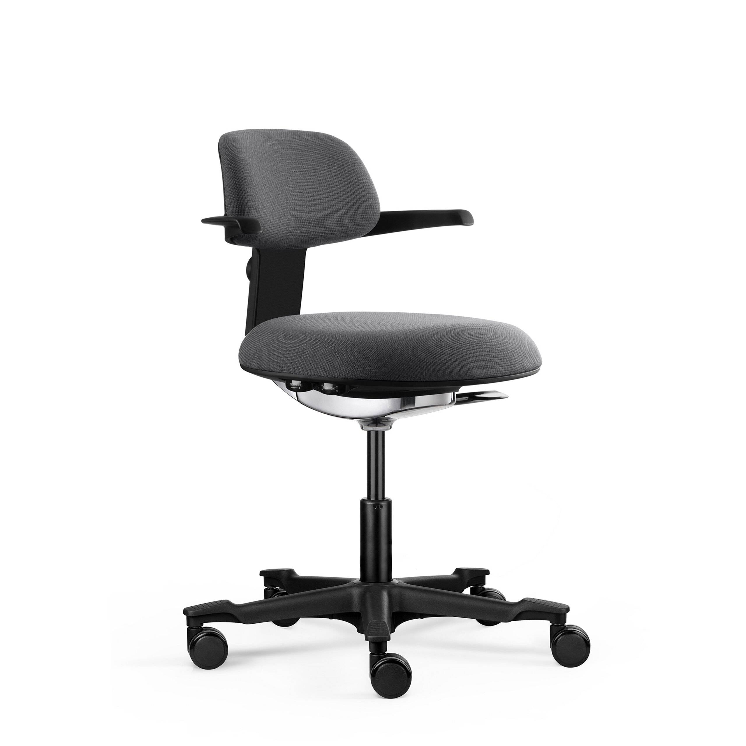 Arbeitsstuhl Drehstuhl WORK 40 Sitz Stoff Rücken Stoff dunkelgrau hjh OFFICE-0