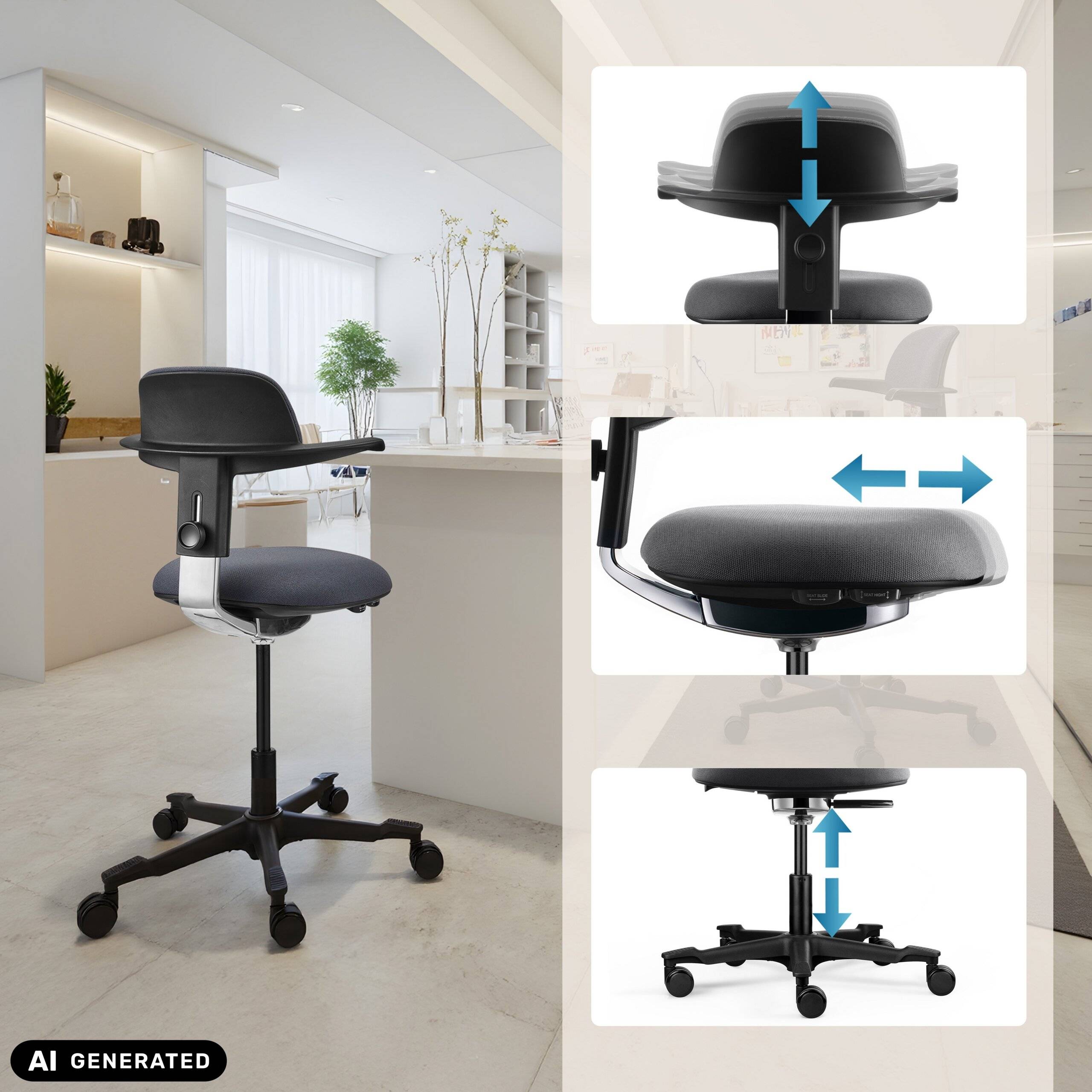 Arbeitsstuhl Drehstuhl WORK 40 Sitz Stoff Rücken Stoff dunkelgrau hjh OFFICE-4