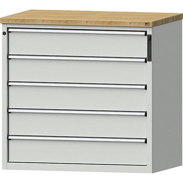 Schubladenschrank NFC-Schloss 5 x 180 mm Schubladen HxBxT 1020 x 1065 x 685 mm grau. Anton Kessel GmbH |-0