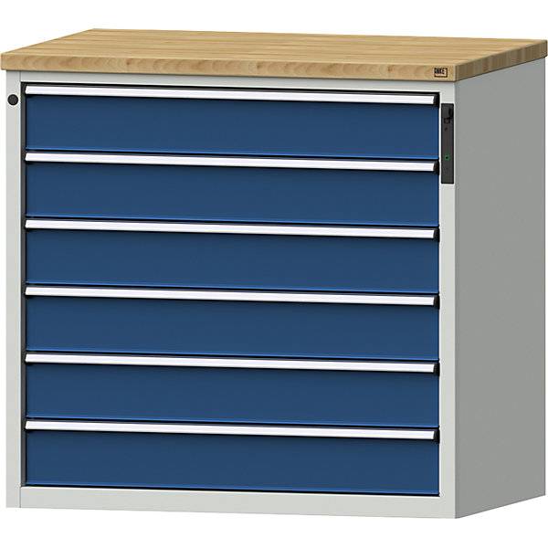 Schubladenschrank NFC-Schloss 6 x 150 mm Schubladen HxBxT 1020 x 1065 x 685 mm blau. Anton Kessel GmbH |-0