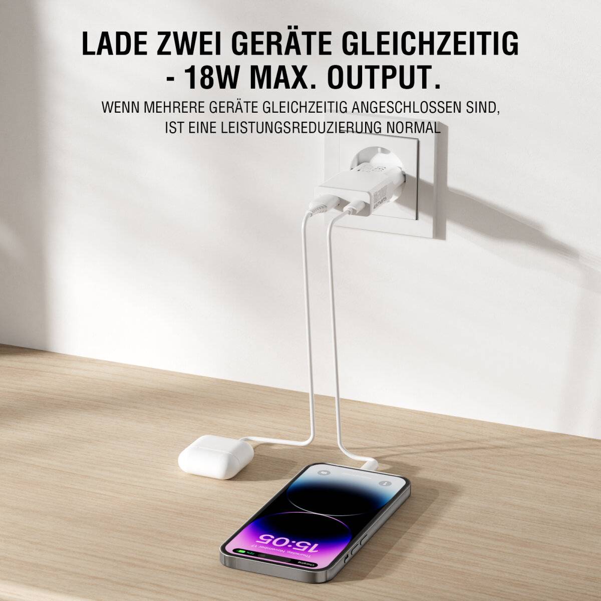 4smarts PDPlug Slim Duos - Netzteil - GaN - 20 Watt - 3 A - HiSilicon Fast Charging, SCP, QC 2.0, QC-4