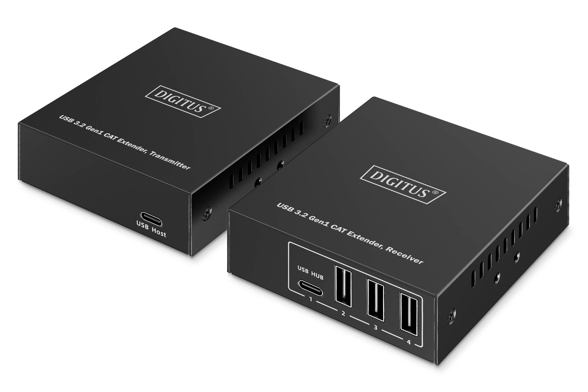 USB 3.2 Gen1 CAT Extender, 5 Gbps, 4 Ports: 3x USB-A / 1x USB-C, 100m-0