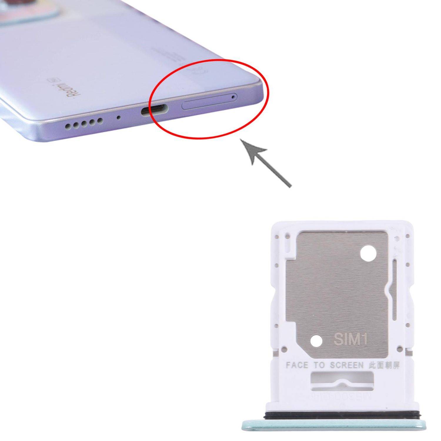Für Xiaomi Redmi Note 14 5G SIM + Micro SD Kartenhalter Tray Ersatzteil Hellgrün-0