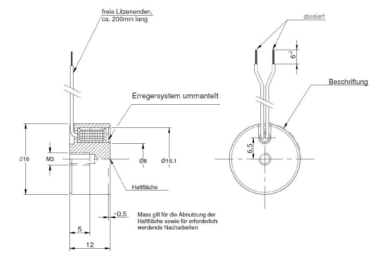 Kuhse Elektromagnet / Haftmagnet GTo 18.50 24V DC, Ø18 x 12mm, 41N, 1,4W-2