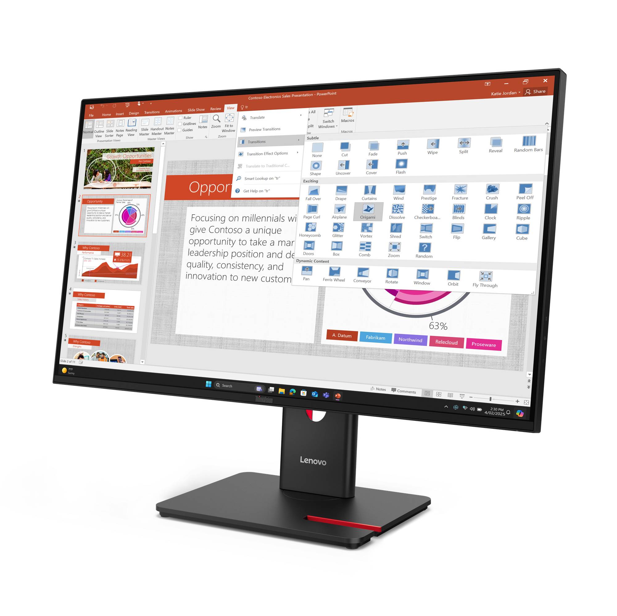 LENOVO ThinkVision T27-40 68,58cm 27Zoll IPS 16:9 1920x1080 300cd/m2 1500:1 HDMI DP VGA USB TopSeller-1