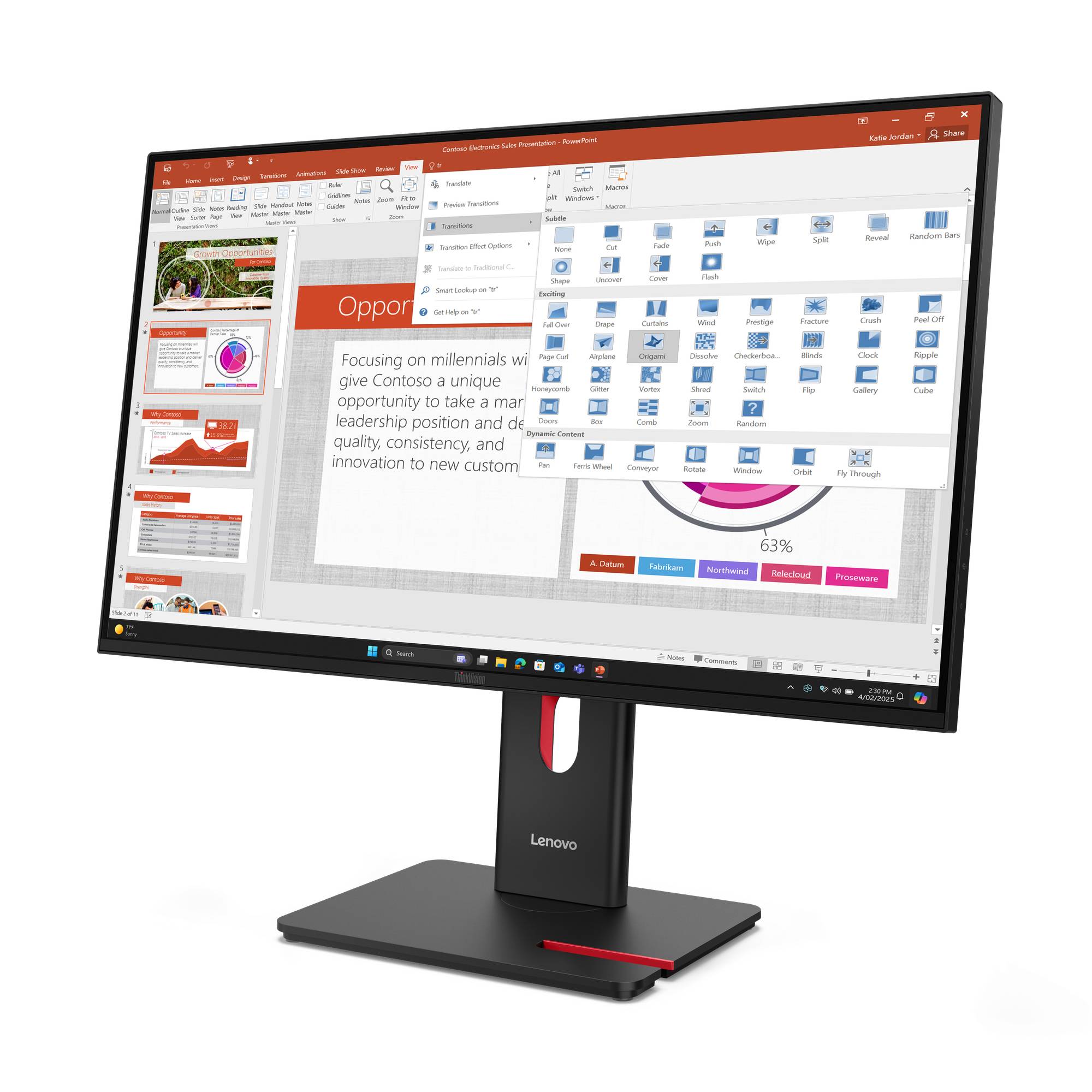 LENOVO ThinkVision T27-40 68,58cm 27Zoll IPS 16:9 1920x1080 300cd/m2 1500:1 HDMI DP VGA USB TopSeller-2