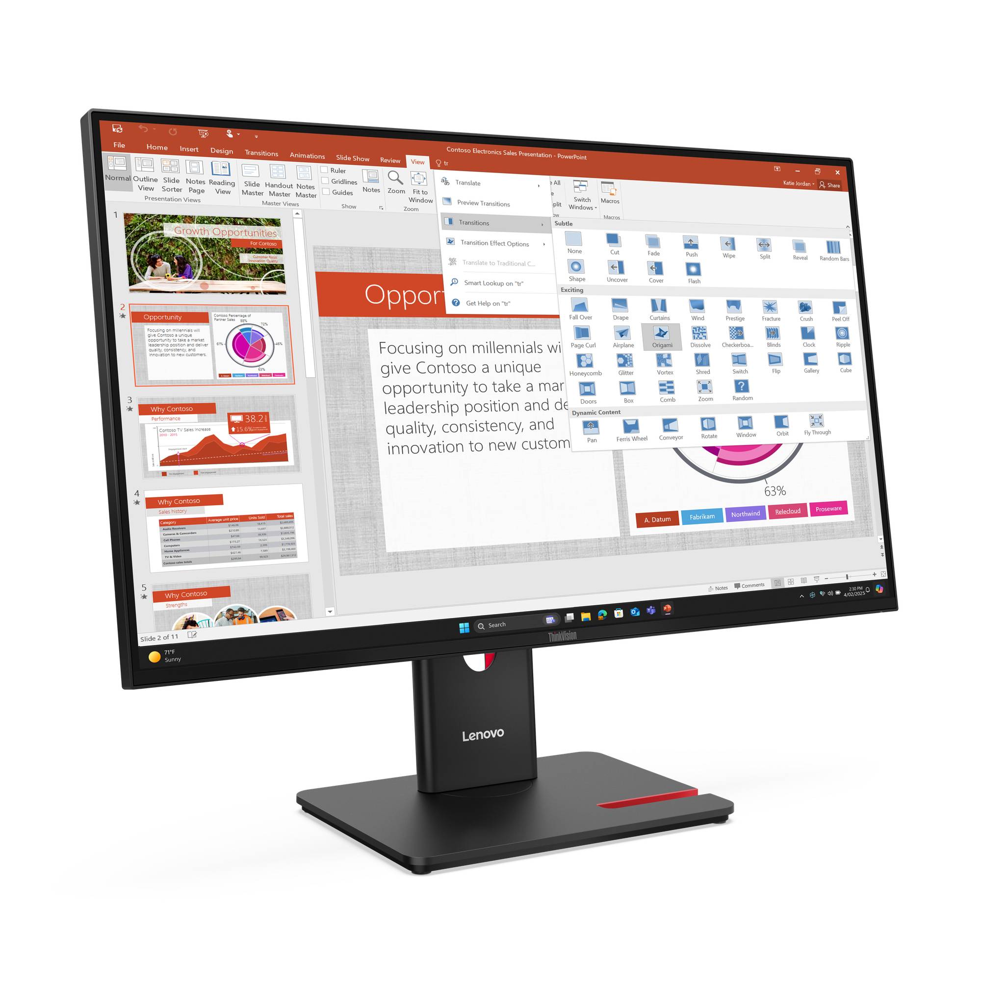LENOVO ThinkVision T27-40 68,58cm 27Zoll IPS 16:9 1920x1080 300cd/m2 1500:1 HDMI DP VGA USB TopSeller-3