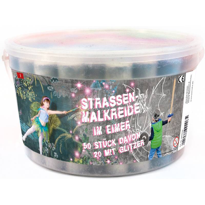 JAMASIA Straßenmalkreide mit Glitzer, 50er Kunststoffeimer-0