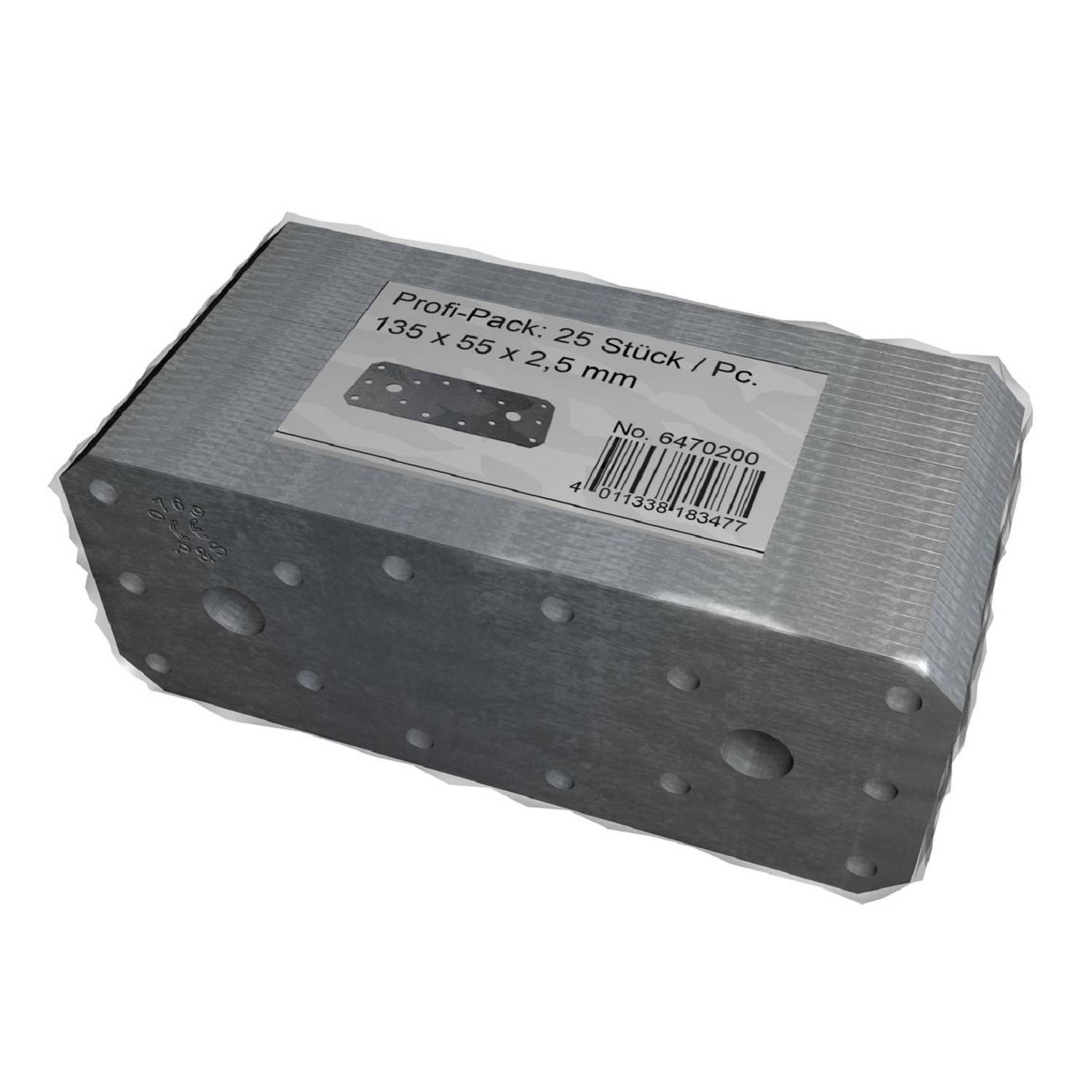 Flachverbinder Lochplatte Holzverbinder 135 x 55 x 2 mm verzinkt 25er-Profi-Pack-0