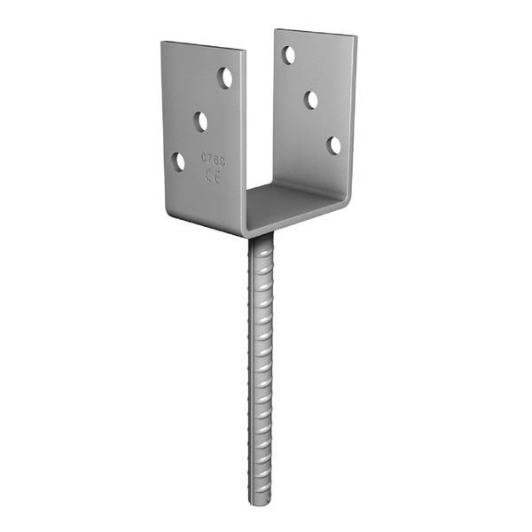 Pollmann 4914400 Pfostenträger U-Form mit 400 mm Steindolle zum Einbetonieren Breite 141 mm feuerverzinkt