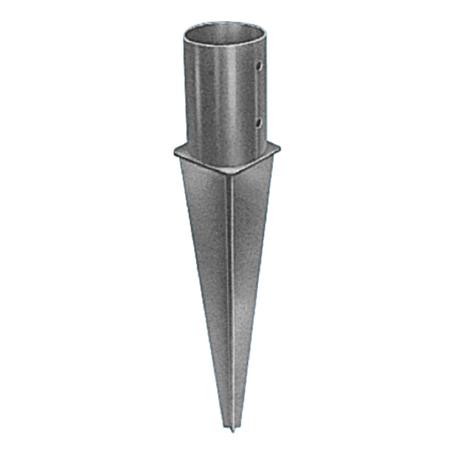 Pollmann 4990910 Einschlagbodenhülse Pfostenträger Länge 600 mm für 80 mm Rundpfosten feuerverzinkt-0