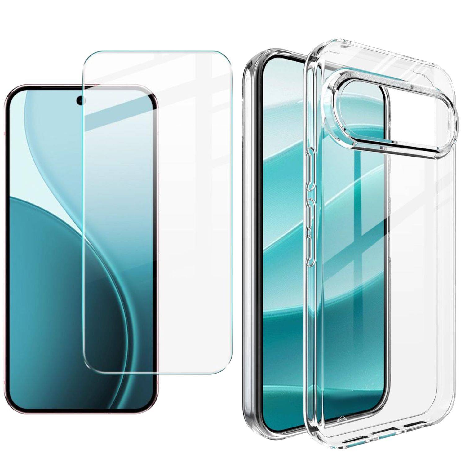 Handyhülle + 9H Schutzglas für Google Pixel 11 / 10 Pro / 10 TPU Set 2 in 1-0