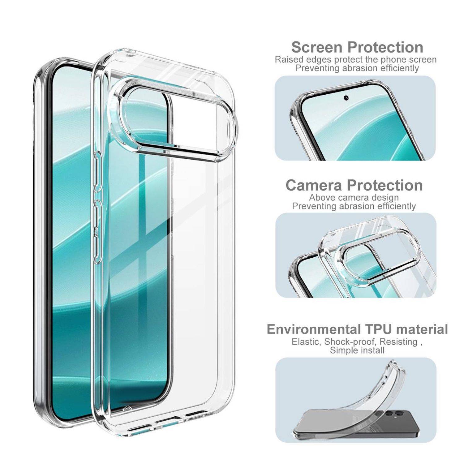 Handyhülle + 9H Schutzglas für Google Pixel 11 / 10 Pro / 10 TPU Set 2 in 1-3