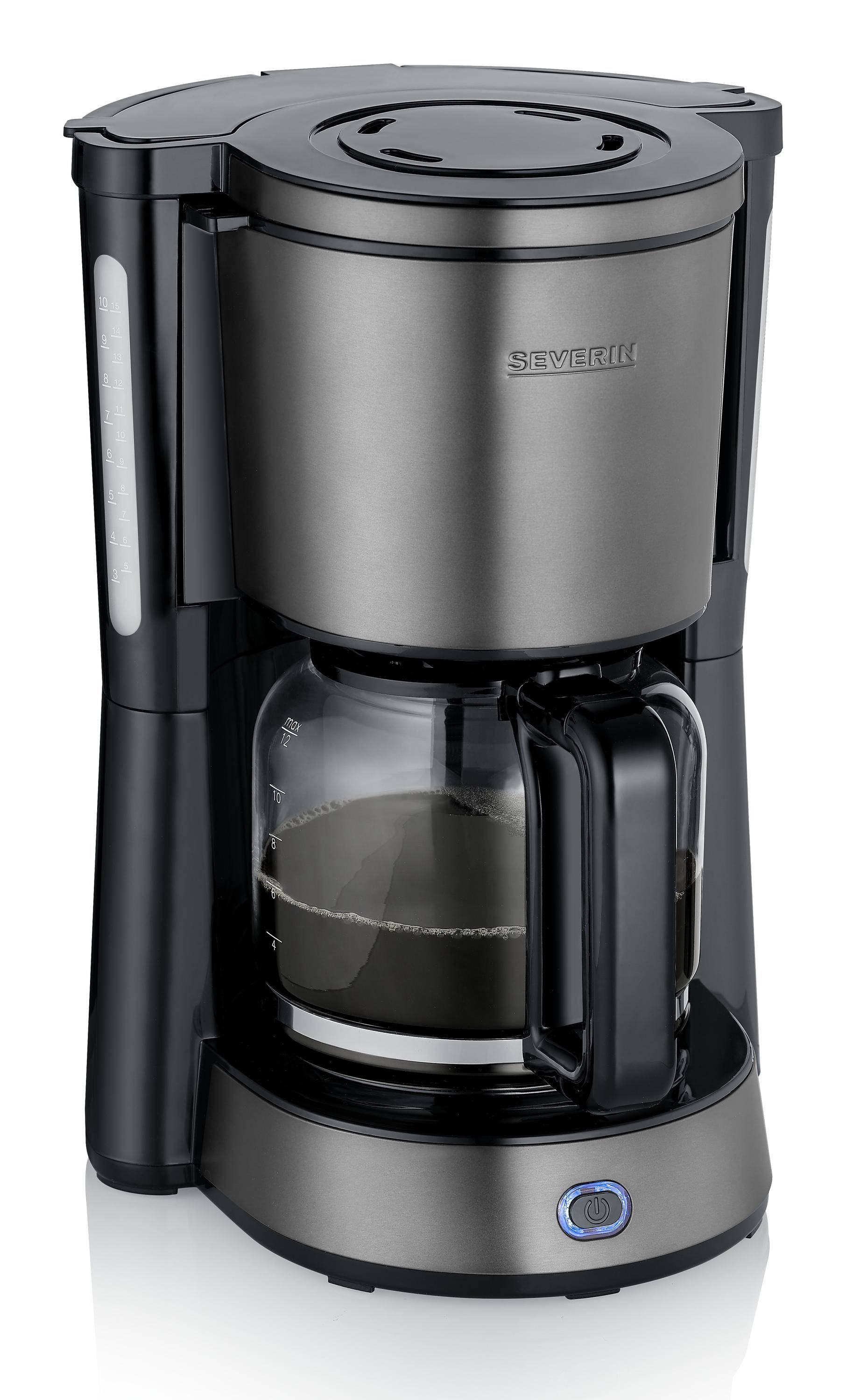 SEVERIN KA 9340, Filterkaffeemaschine, 1,25 l, Gemahlener Kaffee, 1000 W, Schwarz, Edelstahl-0