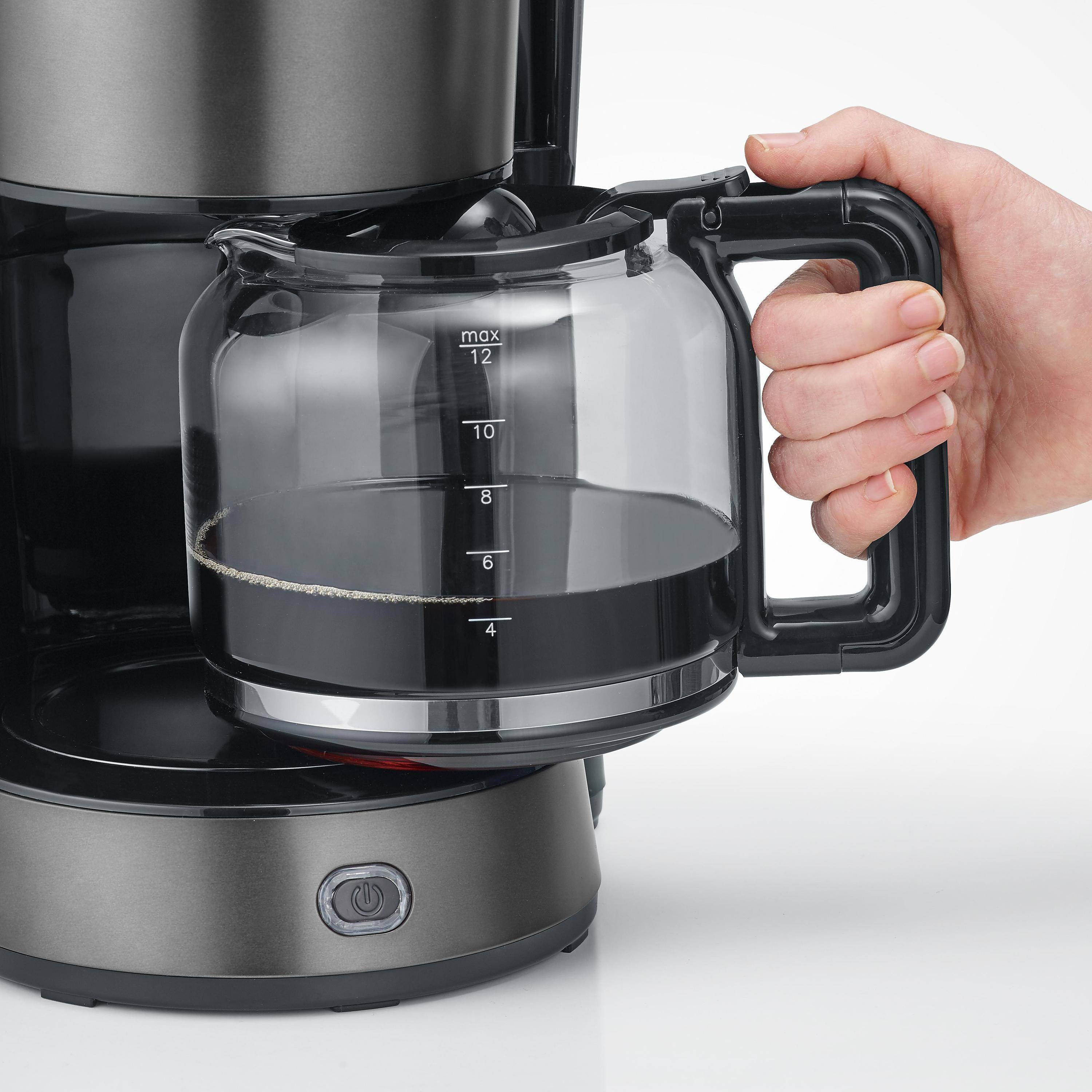 SEVERIN KA 9340, Filterkaffeemaschine, 1,25 l, Gemahlener Kaffee, 1000 W, Schwarz, Edelstahl-1
