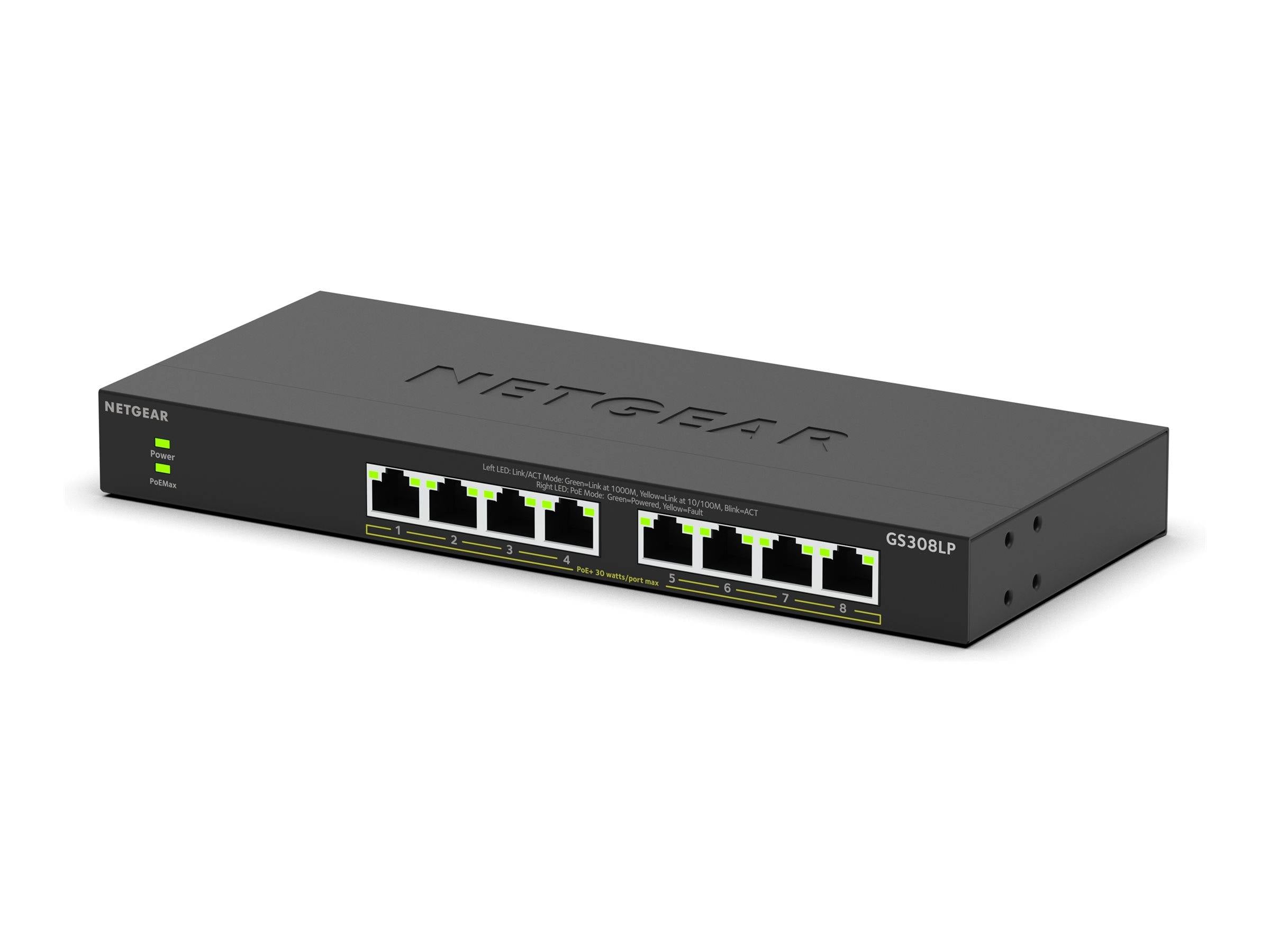 Netgear 300 Series GS308LP - Switch - Wesentliches - unmanaged - 8 x 10/100/1000 (PoE+)-0
