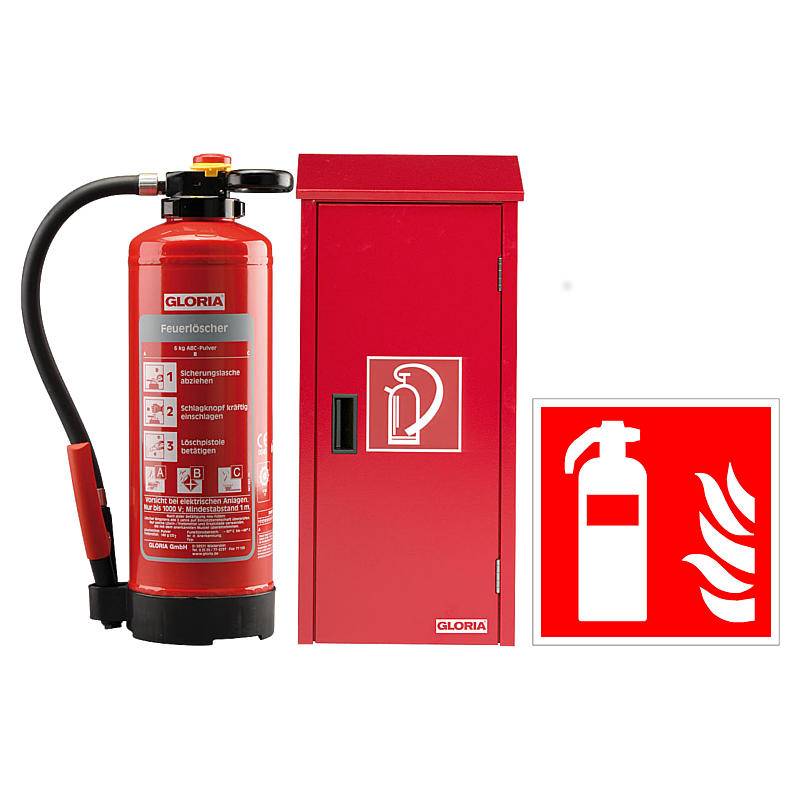 GLORIA Löscher P12 PRO + ES-FL-12 Kasten + Schild-2