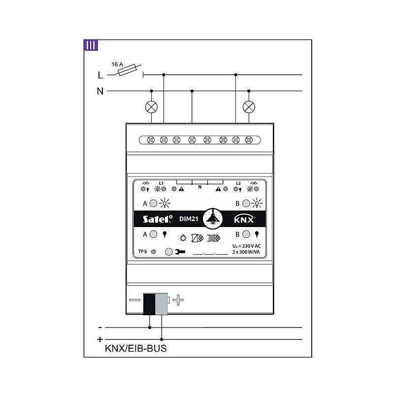 Satel KNX-DIM21 KNX Universal-Dimmaktor 2fach, Dimmaktor | Einsatzgebiet:Innenbereich | Bedienung:per PC-Software | Leu-2