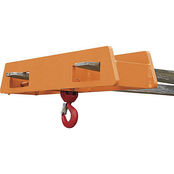 Stapler-Aufsatz mit Lasthaken über 2 Gabelzinken Tragfähigkeit 5000 kg orange. Florian Eichinger GmbH 84182849