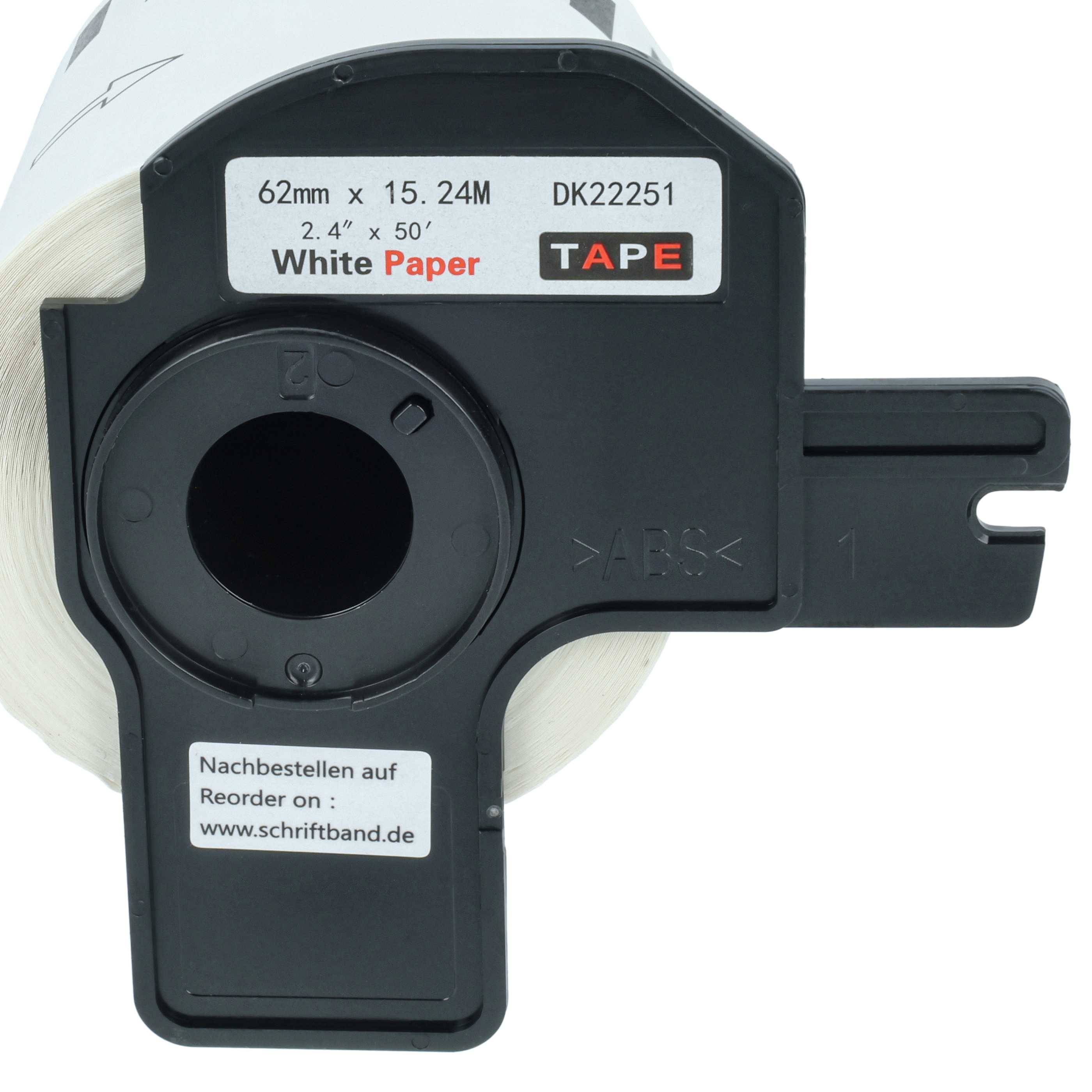 vhbw 5x Etiketten-Rolle mit Halter 62mm x 15,24m Ersatz für Brother DK-22251 für Etiketten-Drucker-3