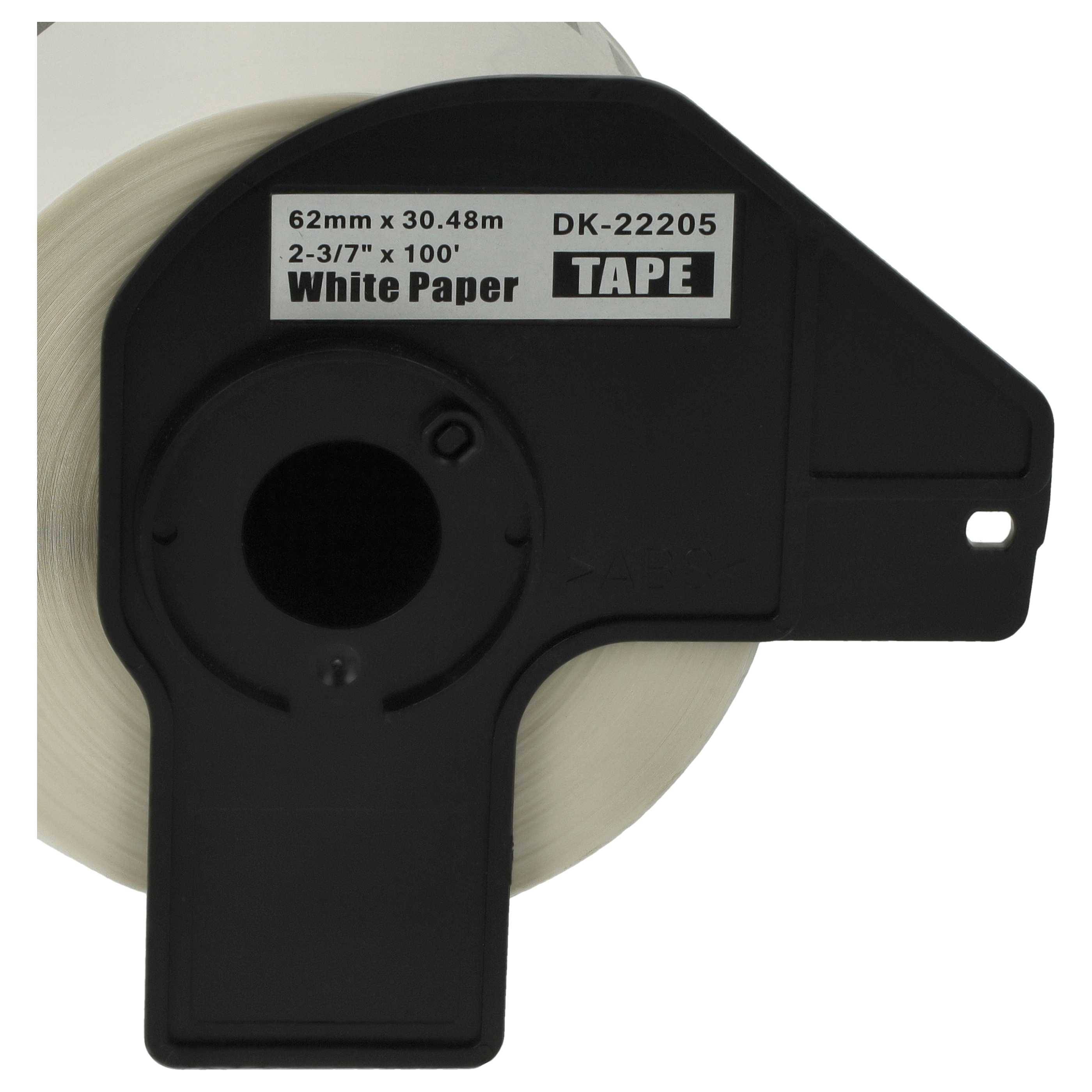vhbw Etiketten-Rolle mit Halter 62mm x 30,48m (1 Etikette) kompatibel mit Brother PT QL-550, QL-560 Etiketten-Drucker --3