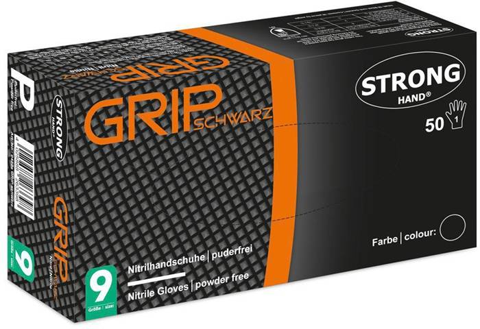 Einw.-Handsch.Grip Schwarz Gr.8 schwarz Nitril 50 St./Box-0