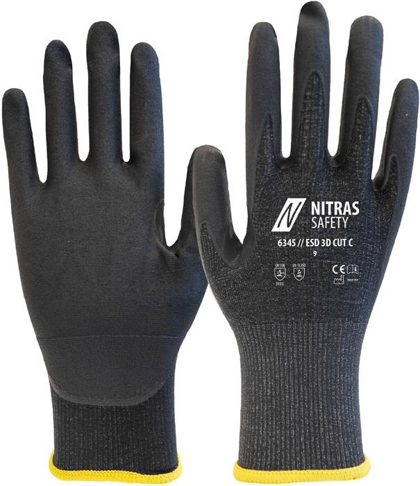 Schnittschutzhandschuhe ESD 3D CUT C Gr.9 anthrazit/schwarz EN 388 PSA II-0