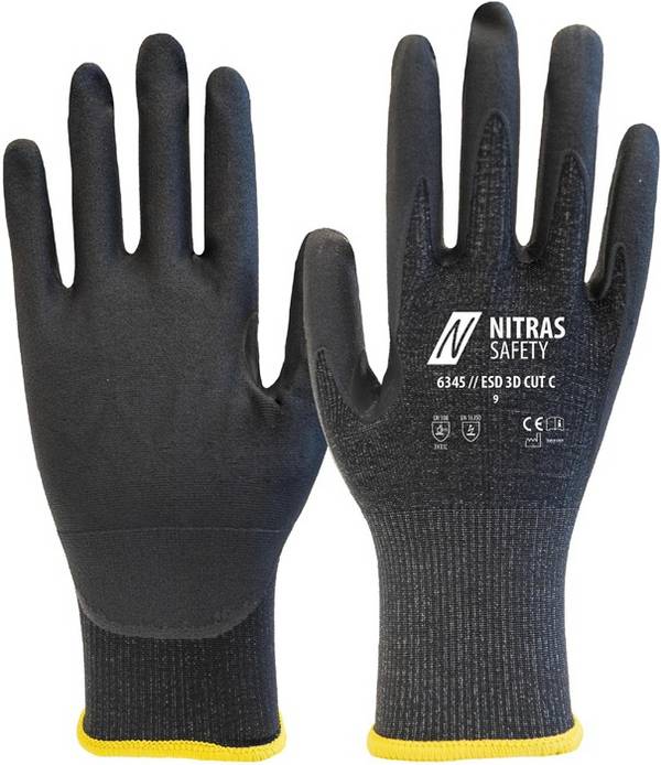 Schnittschutzhandschuhe ESD 3D CUT C Gr.9 anthrazit/schwarz EN 388 PSA II