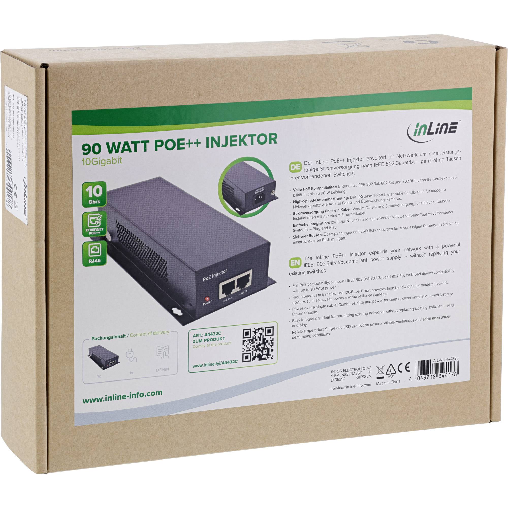 InLine® PoE++ Injektor indoor 10 Gb/s, max. 90W-3