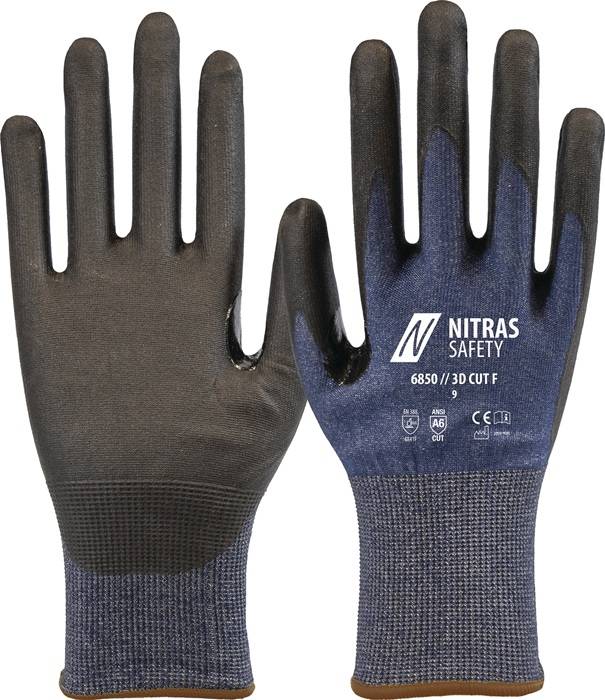 Schnittschutzhandschuhe 3D CUT F Gr.8 marineblau/schwarz EN ISO 21420,EN 388-0