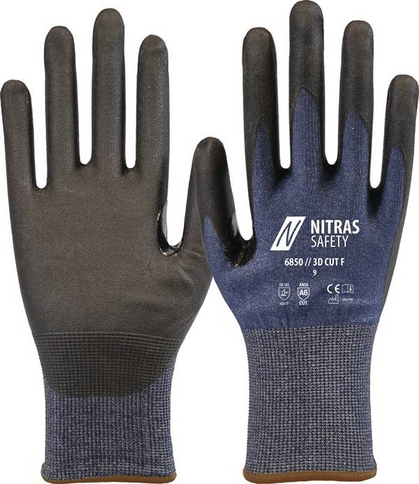 Schnittschutzhandschuhe 3D CUT F Gr.8 marineblau/schwarz EN ISO 21420,EN 388