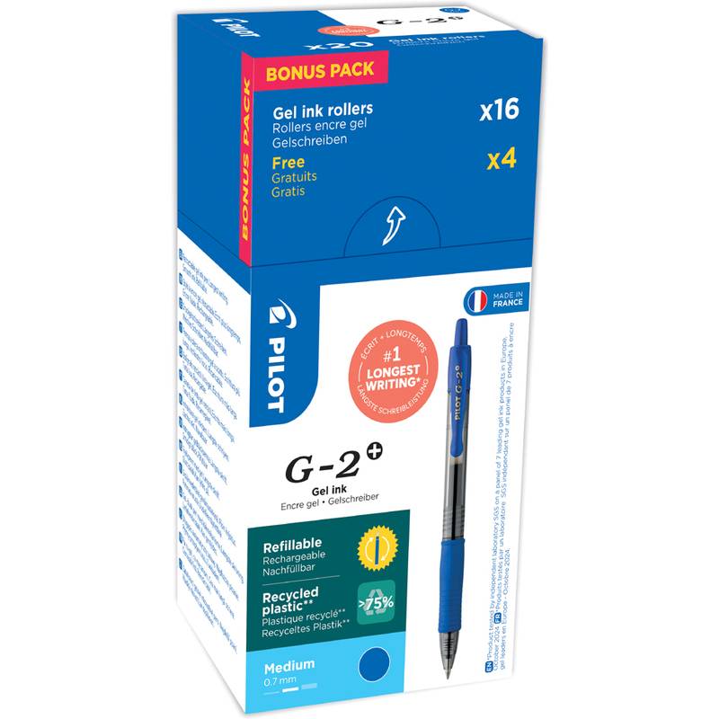 PILOT Gelschreiber G-2 PLUS 07, VALUE PACK, blau-0