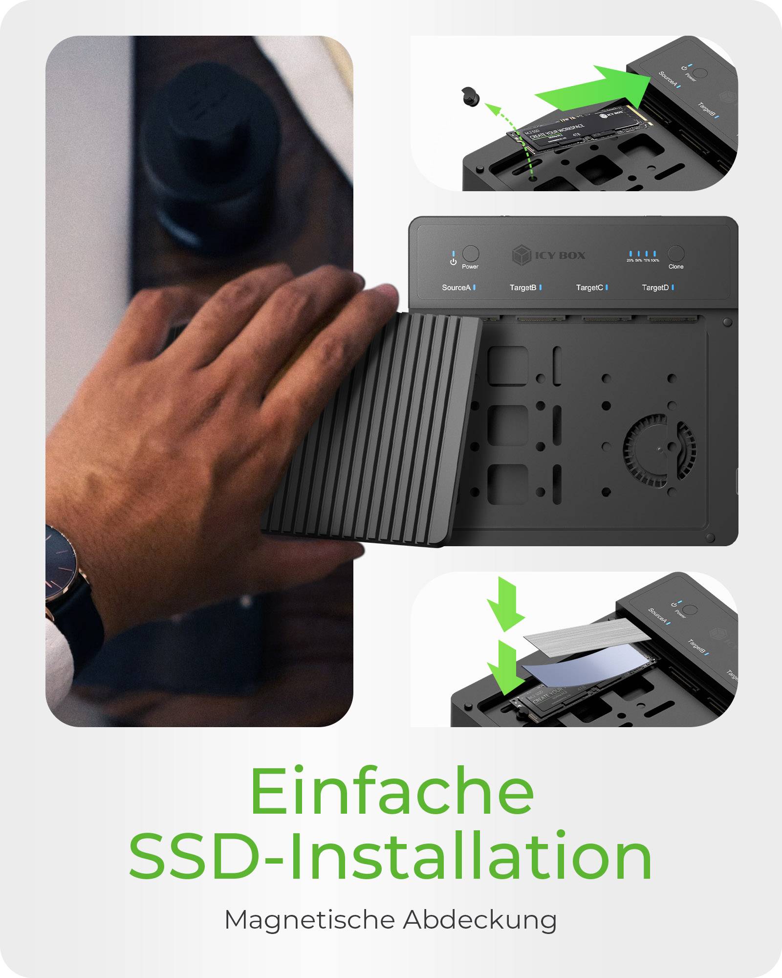 IB-4013MCL-C4, 4 fach Clone und DockingStation für M.2 NVME SSDs, USB 4.0 Host 40 Gbit/s-2