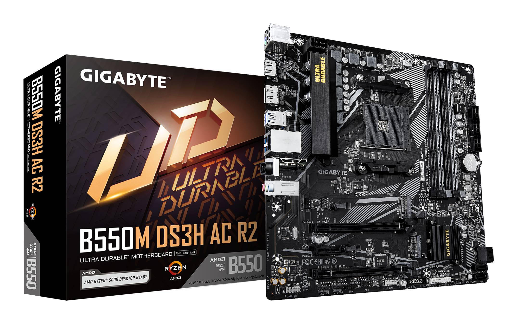 Gigabyte B550M DS3H AC R2 - Motherboard - micro ATX - Socket AM4 - AMD B550 Chipsatz - USB 3.2 Gen 1-1