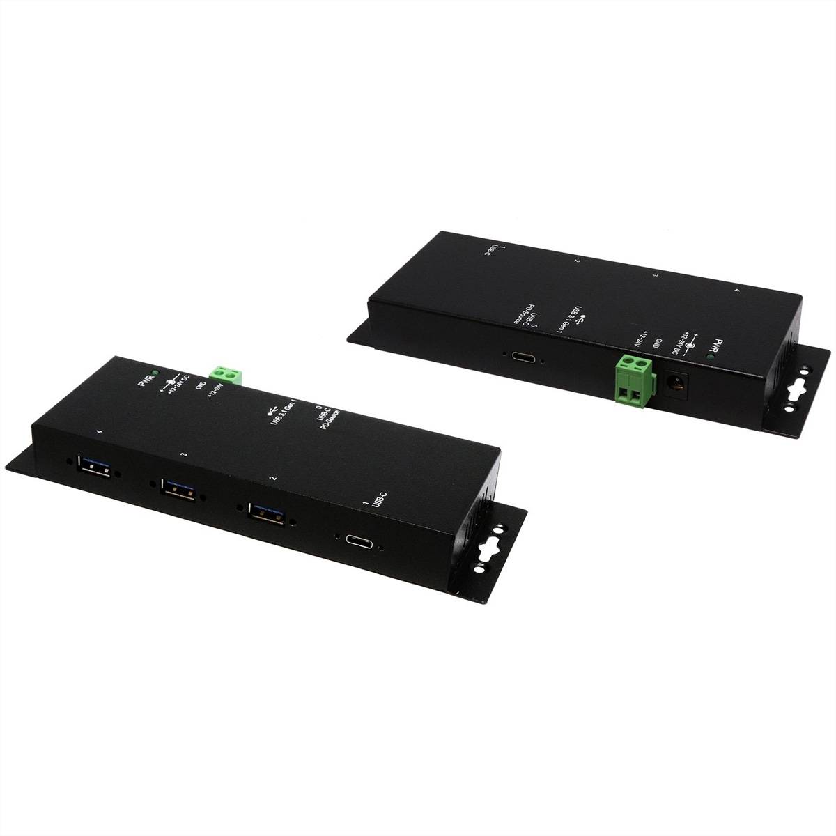 EXSYS EX-1191HMVS-PD 4-Port-USB-3.2 Gen 1 Metall HUB, mit USB-PD Aufladung-0