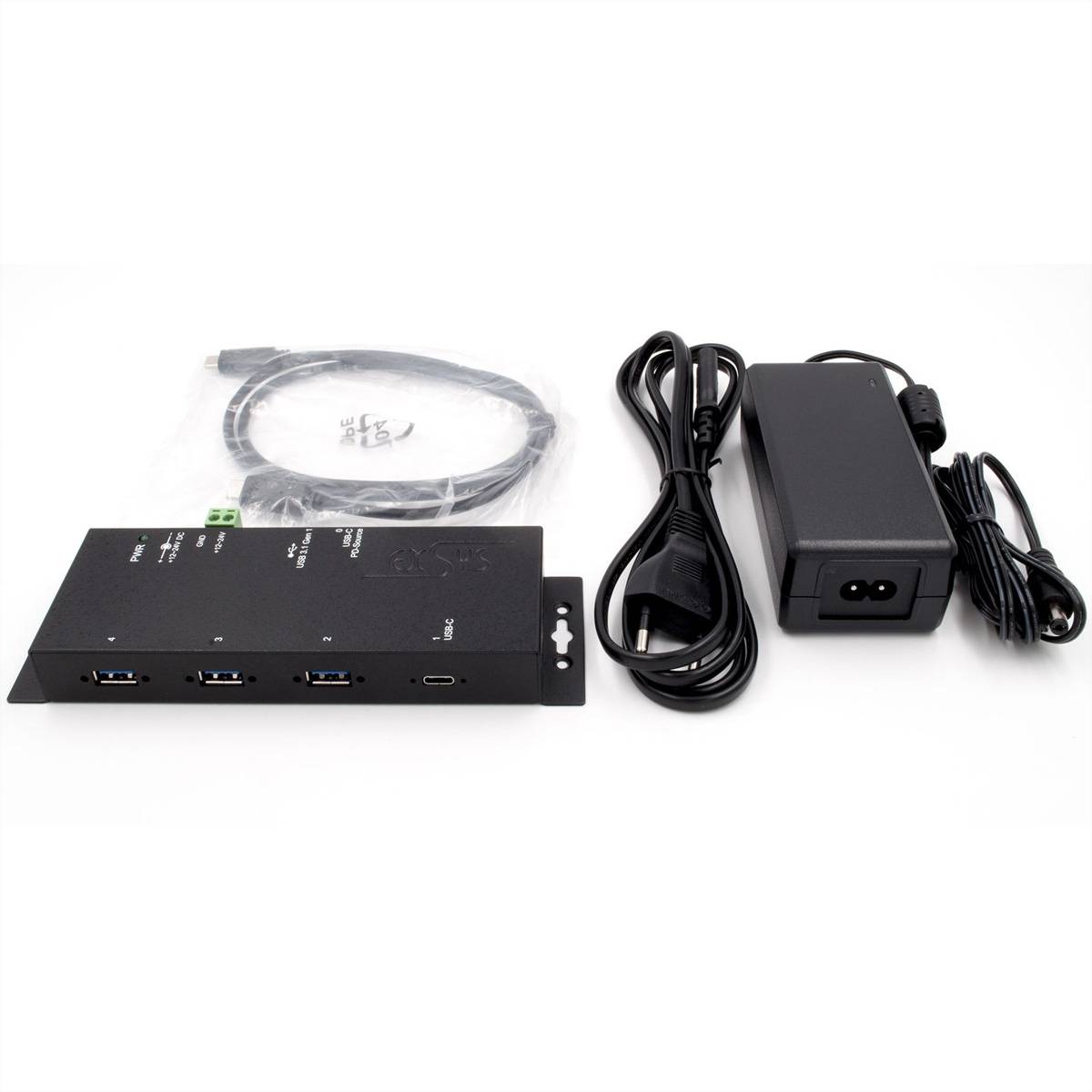 EXSYS EX-1191HMVS-PD 4-Port-USB-3.2 Gen 1 Metall HUB, mit USB-PD Aufladung-4